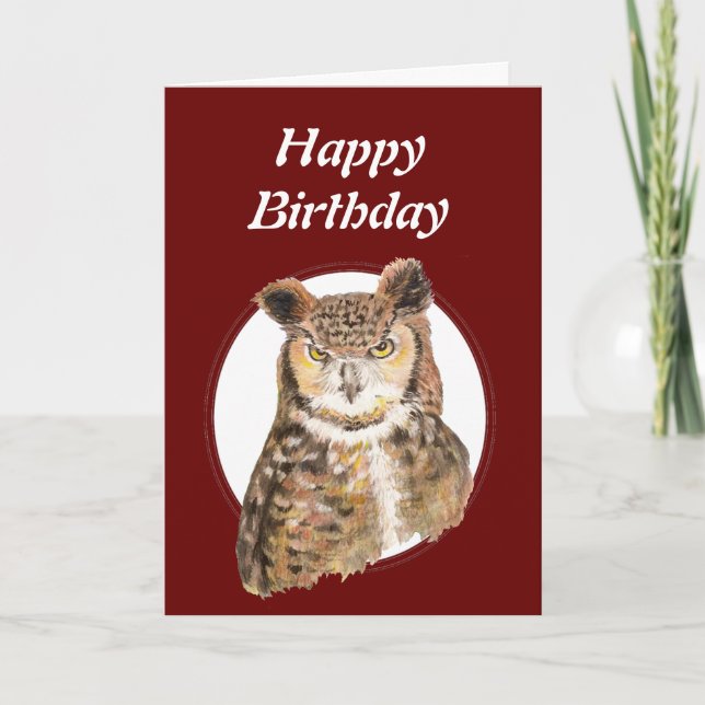 Funny Old Age, Over the Hill Birthday Owl Card (Front)