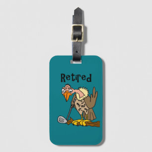 Funny Old Buzzard Playing Golf Retired Cartoon Luggage Tag