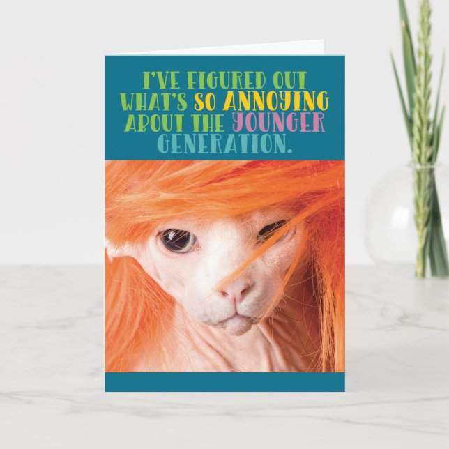 Funny Old Cat Annoying Younger Generation Card (Front)
