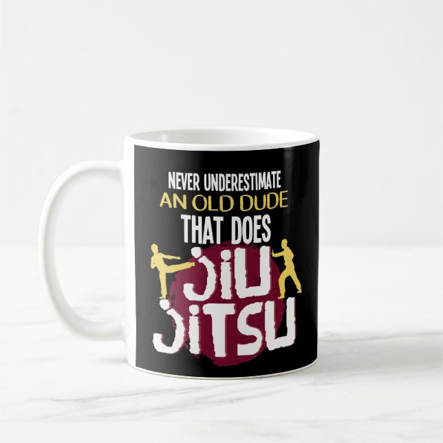 Funny Old Dude Jiu Jitsu Coffee Mug Martial Art (Left)