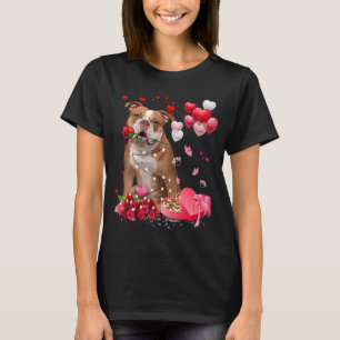 Funny Old English Bulldog Rose Heart Happy Valenti T-Shirt