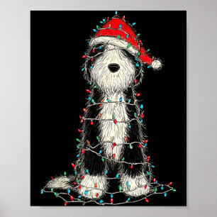 Funny Old English Sheepdog Christmas Graphics Dog  Poster