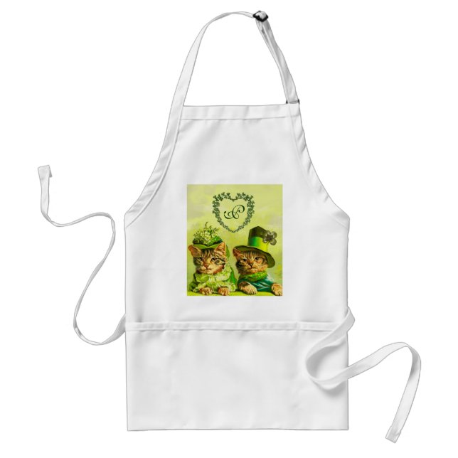 FUNNY OLD FASHION ST.PATRICK'S DAY CATS HEART STANDARD APRON (Front)