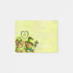 FUNNY OLD FASHION ST.PATRICK'S DAY CATS MONOGRAM POST-IT NOTES