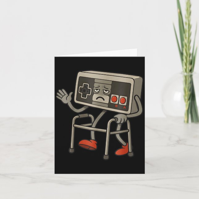 Funny Old Gamer Gaming Retro 80s 90s Retro Video G Card (Front)