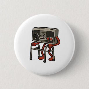 Funny Old Gamer Gaming Retro 80s 90s Video Game Ol 6 Cm Round Badge