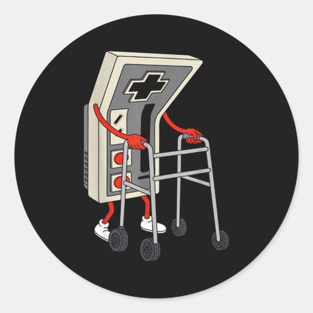 Funny Old Gamer Gaming Retro 80s 90s Video Game Ol Classic Round Sticker (Front)