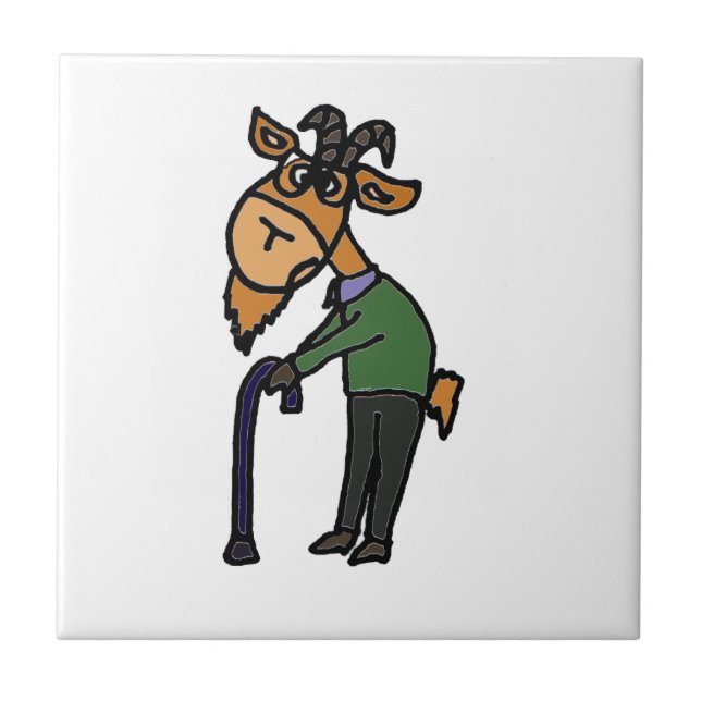Funny Old Goat Original Art Cartoon Tile (Front)