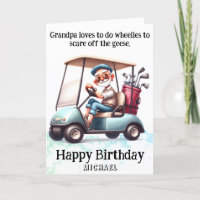 *~*  Funny  Old Golf Cart Man - AP94 Birthday Card