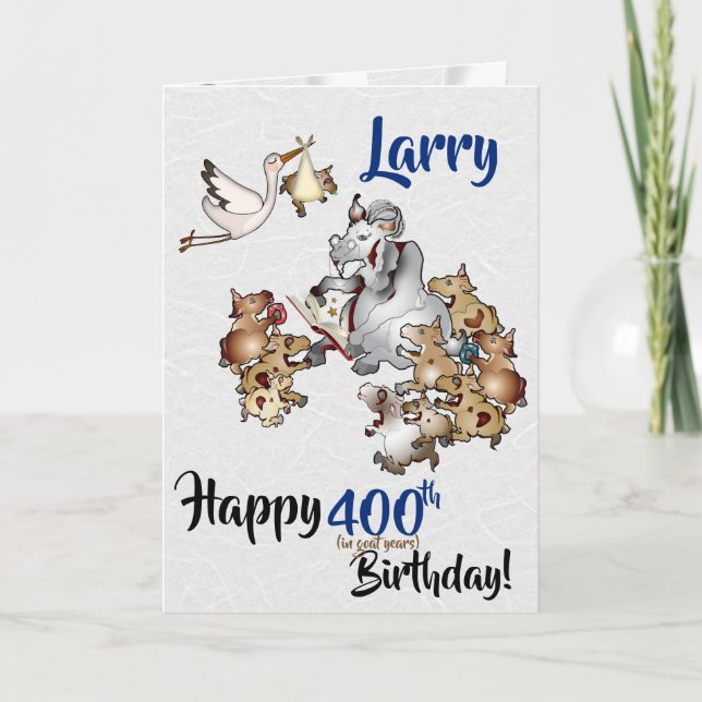 Funny Old Grandpa Goat Birthday Card (Front)
