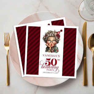 Funny Old Lady 50th Birthday Party Table Paper Napkin