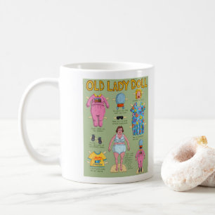FUNNY Old Lady Paper Doll Coffee Mug