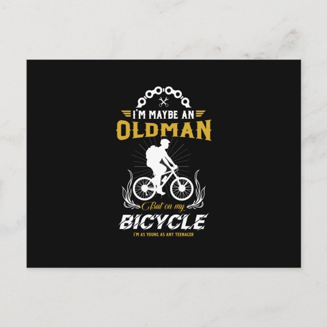 Funny Old Man Bicycle Lover Holiday Postcard (Front)