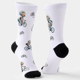 Funny Old man on a bicycle for cycling fans Socks