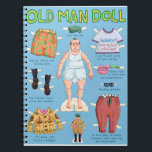 FUNNY Old MAN Paper Doll. Spiral Notebook<br><div class="desc">A paper doll of an old man showing all of his snazzy duds including a cardigan, black socks and sandals and a fanny pack. Stuff that old guys wear. A great and funny gift or card for the old timer, senior citizen, over the hill and retiree in your life. Makes...</div>
