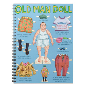 FUNNY Old MAN Paper Doll. Spiral Notebook