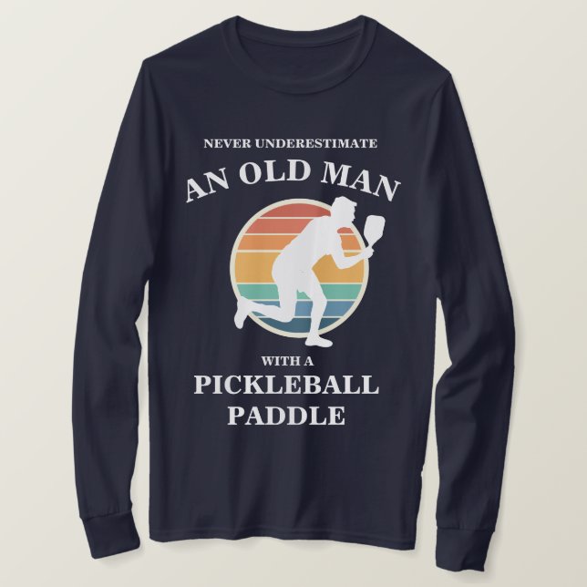 Funny Old Man Pickleball Paddle Player Retro  T-Shirt (Design Front)