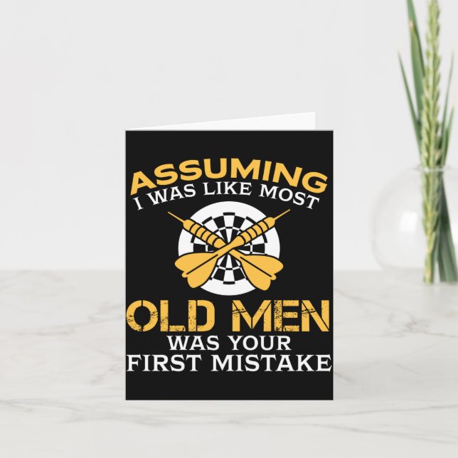 Funny Old Men Who Loves Darting  Card (Front)