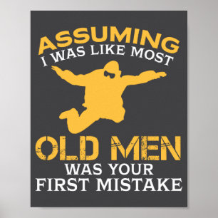 Funny Old Men Who Loves Skydiving Poster