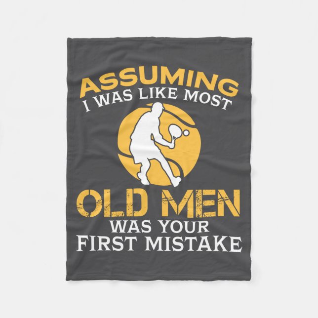 Funny Old Men Who Loves Tennis  Fleece Blanket (Front)