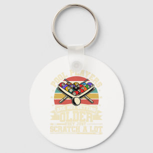 Funny Old Men Women 8 Ball Billiards Pool Player Key Ring