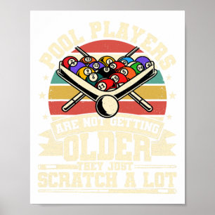 Funny Old Men Women 8 Ball Billiards Pool Player - Poster