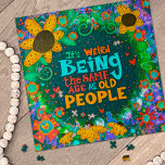 Funny Old People Birthday Flowers Cute Inspirivity Jigsaw Puzzle<br><div class="desc">Fun Inspiring Whimsical Old People Funny Birthday Floral Puzzle – vibrant, whimsical, and stylish Inspirivity artwork created to inspire you while working on this colourful puzzle. A fun gift for the over the hill birthday guy or girl. Immerse yourself in the vibrant colours and birthday theme jigsaw puzzle. . Elevate...</div>