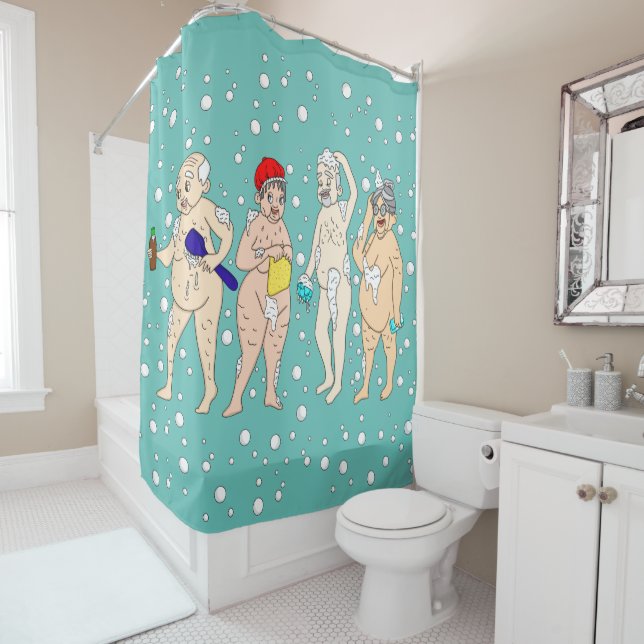 Funny Old People Covered in Bubbles   Shower Curtain (In Situ)