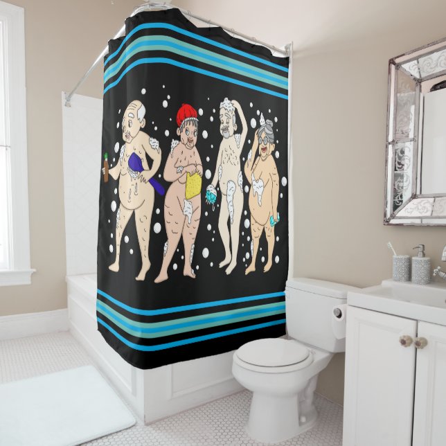 Funny Old People Covered in Bubbles   Shower Curtain (In Situ)