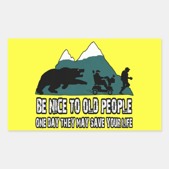 Funny old people rectangular sticker (Front)