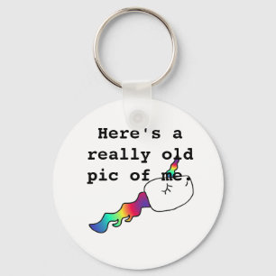 Funny Old Pic of Me Rainbow Unicorn Sperm Gift Key Ring