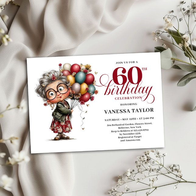 Funny Old Woman 60th Birthday Invite Template (Funny Old Woman 60th Birthday Invite Template)