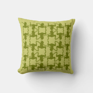 Funny Olive Green Dancing Kokopelli Cushion