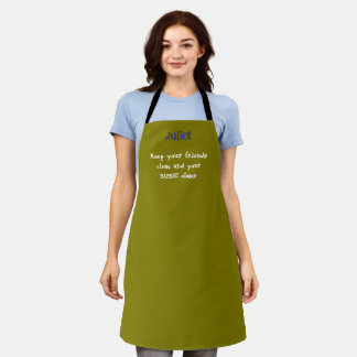 Funny Olive Green Keep Your Friends Close Apron