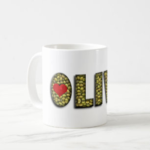 Funny Olive Heart Green Olives Typography Food Coffee Mug