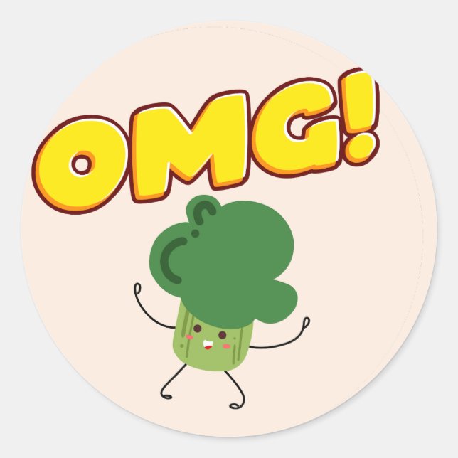 Funny OMG Broccoli Classic Round Sticker (Front)