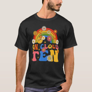Funny On Cloud Tenth Flower Happy 10th Birthday 10 T-Shirt