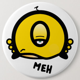 Funny One-Eyed Cartoon “Meh” 6 Cm Round Badge