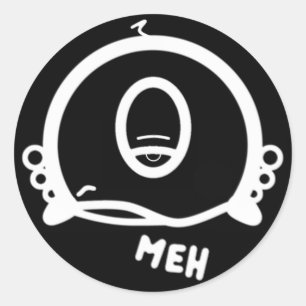 Funny One-Eyed Cartoon “Meh” Classic Round Sticker