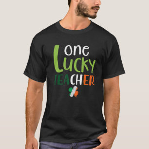 Funny One Lucky Teacher St Patricks Day School Sha T-Shirt