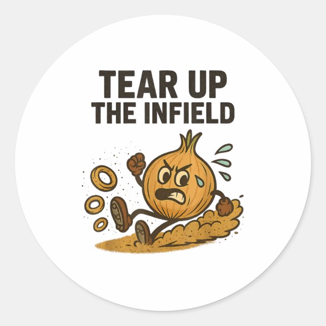 Funny Onion Rings Baseball Base Infield Glove Soft Classic Round Sticker (Front)
