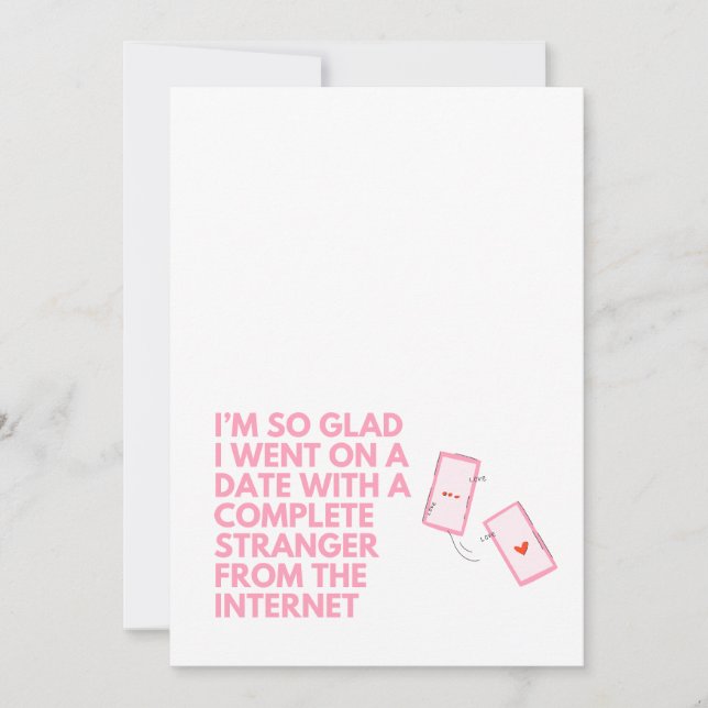 Funny Online Dating Card: Dating App Anniversary Holiday Card (Front)