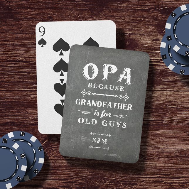 Funny Opa Grandfather Monogram Playing Cards (Creator Uploaded)