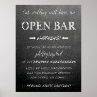 Funny Open Bar Wedding sign | Chalkboard style