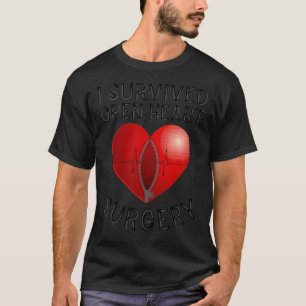 Funny Open Heart Surgery Gift Men Cool Survived He T-Shirt