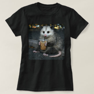 Funny opossum Drinking  Coffee Shirt Cute Animal
