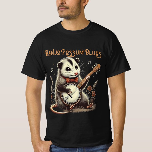 Funny Opossum Playing Banjo Shirt (Front)