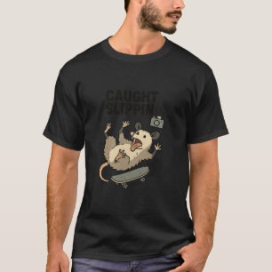 Funny Opossum Skateboarding Trash Cat Skater Caugh T-Shirt