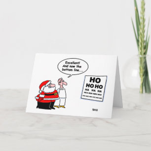 Funny Optometrist and Santa Cartoon Christmas Card