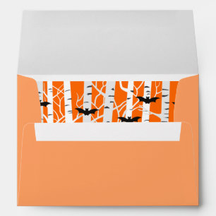 Funny Orange Birch Forest with Halloween Bats Envelope